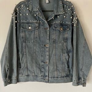 Forever 21 Light Blue Studded Denim Jacket